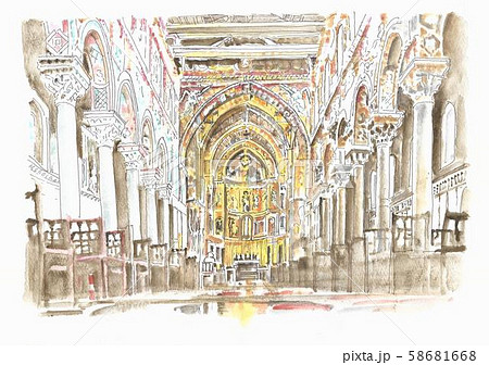 世界遺産の街並・イタリア・パレルモ・モンレアーレ大聖堂の祭壇 世界遺産の街並・イタリア・パレルモ・モンレアーレ大聖堂の祭壇 58681668