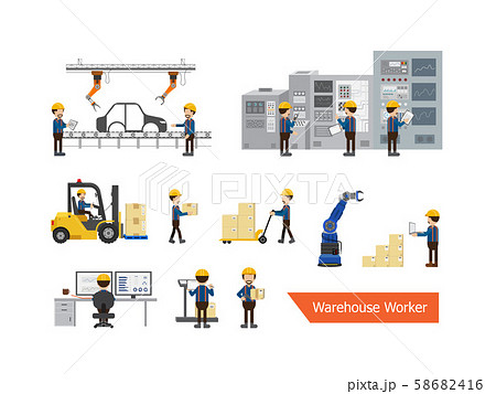 Set of warehouse worker Set of warehouse worker 58682416