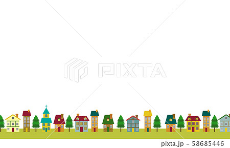 北欧風 街並みフレームのイラスト素材