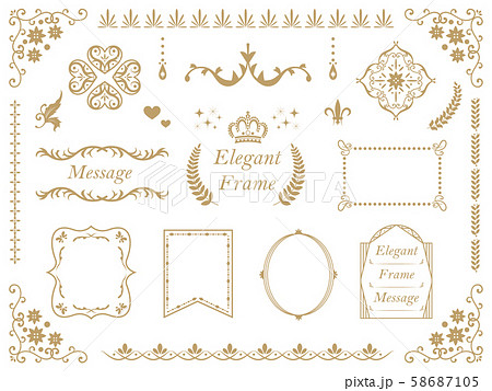 ハートのエレガントフレームセットのイラスト素材