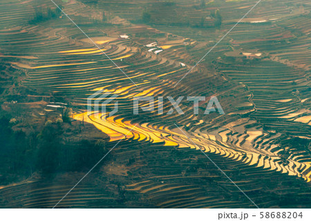 Hani Terraced rice fields of YuanYang, China during the golden hour 58688204