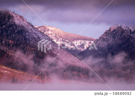 Colorful mountains of Grand Teton at sunrise 58689092