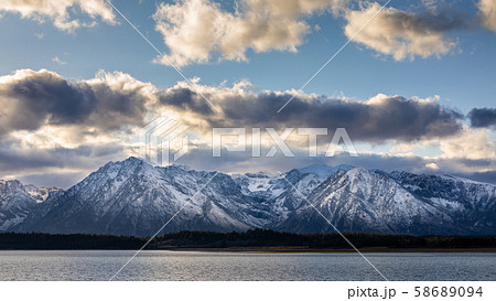 Mountain covered by snow and cloud in Grand Teton 58689094