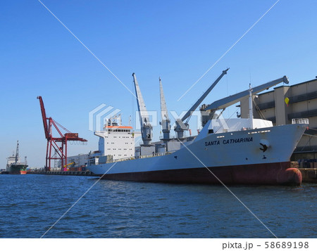 生鮮食品輸送の要　ホワイトカラーのリーファーキャリア　冷凍船 58689198