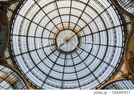 Glass dome of Galleria Vittorio Emanuele in Milan, Italy Glass dome of Galleria Vittorio Emanuele in Milan, Italy 58689957