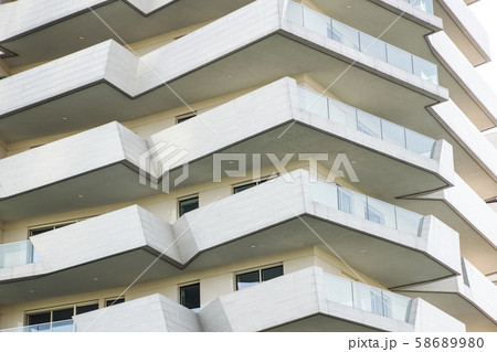 Modern apartment balcony buildings on a sunny day with a blue sky. Facade of a modern apartment 58689980