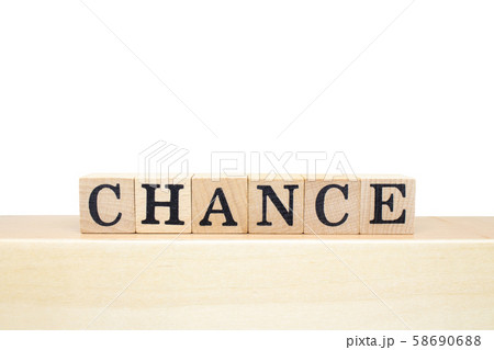 CHANCE words on wooden block isolated on white background. 58690688