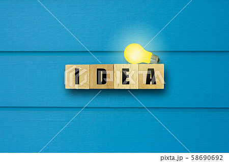 IDEA word on wooden blocks put on wooden floor. IDEA word on wooden blocks put on wooden floor. 58690692