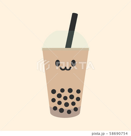 流行の飲み物・タピオカドリンク/タピオカミルクティー素材:スマイルタピオカ(ミルキーブラウン背景) 流行の飲み物・タピオカドリンク/タピオカミルクティー素材:スマイルタピオカ(ミルキーブラウン背景) 58690754