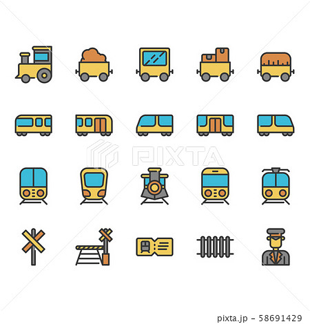 Train stations related icon set 58691429