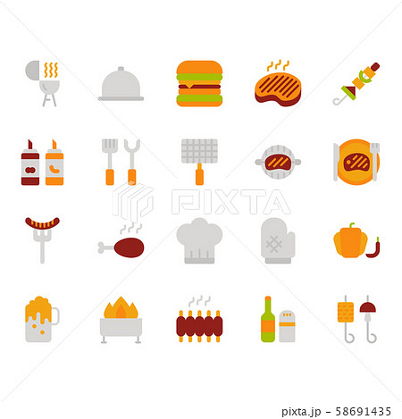 Barbecue related icon set.Vector illustration 58691435
