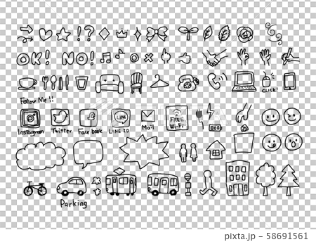手書きアイコン　黒1 58691561