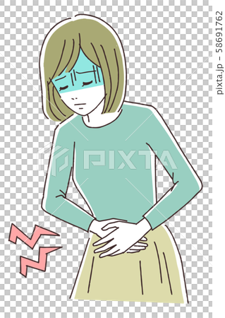 A woman with a stomachache A woman with a stomachache 58691762