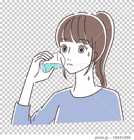 Illustration of a woman drinking water 58691886