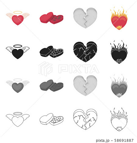 Vector illustration of abstract and shape sign. Collection of abstract and love vector icon for 58691887