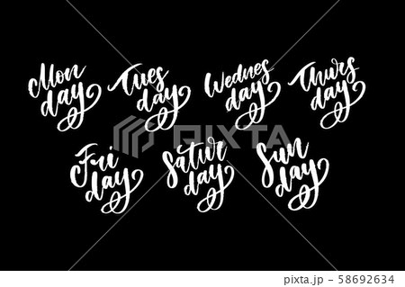 Vector handwritten week days and symbols set. Inkのイラスト素材 [58692634] - PIXTA