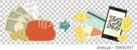 現金払いからキャッシュレス決済へ 58692957