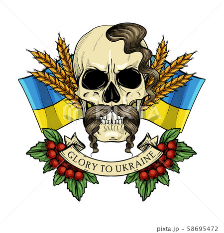 Skull with Ukrainian symbols 58695472