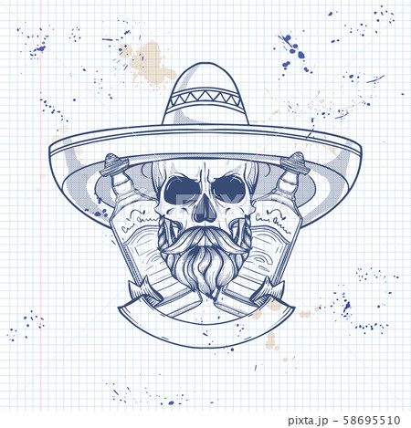Mexican sketch skull 58695510