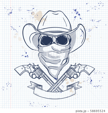 Sketch, skull with cowboy 58695524