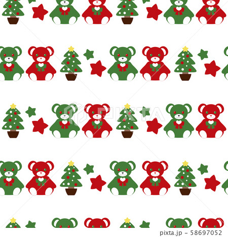 クリスマスのシームレスパターン　テディベア 58697052