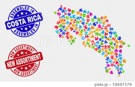Component Costa Rica Map and Scratched Assembled and New Assortiment Stamps 58697379