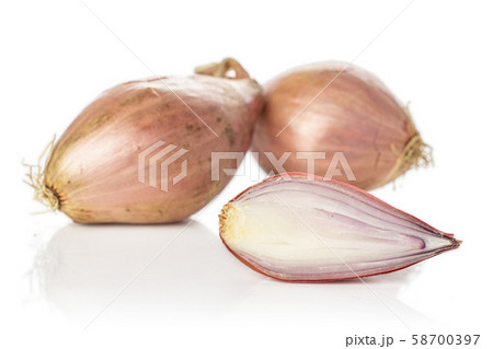 Fresh brown shallot isolated on white 58700397