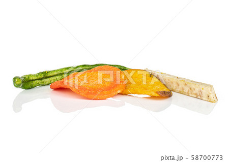 Dried vegetable chips isolated on white 58700773