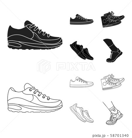Vector design of shoe and sport icon. Collection of shoe and fitness vector icon for stock. Vector design of shoe and sport icon. Collection of shoe and fitness vector icon for stock. 58701340