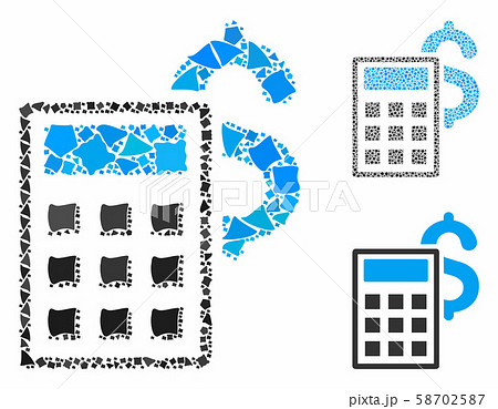 Business calculator Mosaic Icon of Unequal Elements Business calculator Mosaic Icon of Unequal Elements 58702587