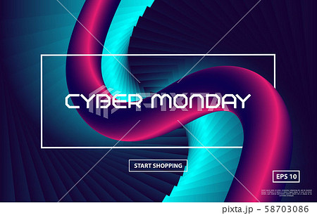 Cyber Monday sale poster design with Creative 3d flow shape on blue background. Vector gradient trendy illustration Cyber Monday sale poster design with Creative 3d flow shape on blue background. Vector gradient trendy illustration 58703086