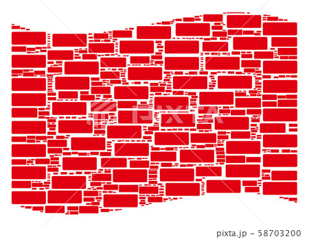 Waving Red Flag Pattern of Building Brick Items 58703200