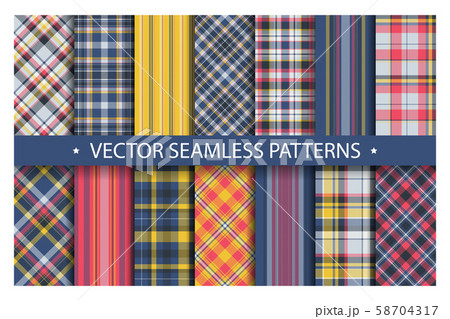 Tartan set pattern seamless plaid vector. 58704317