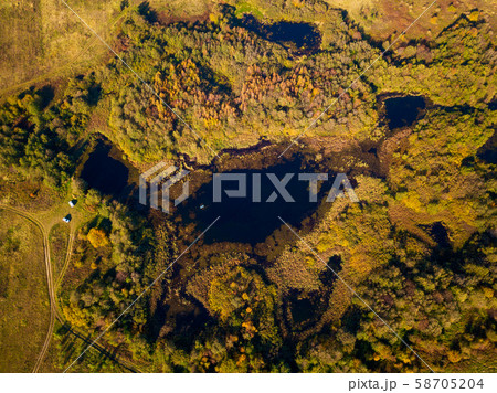 Aerial landscape of a lake in the forest at summer Aerial landscape of a lake in the forest at summer 58705204