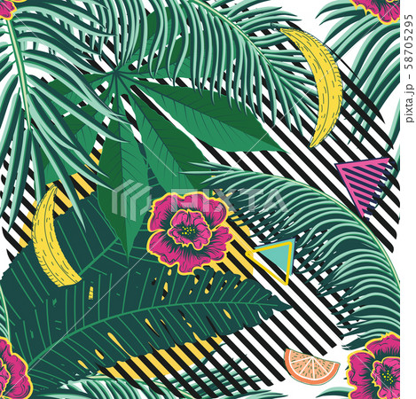 Tropical leaves and fruits pattern 58705295