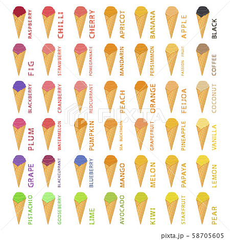 Big colorful set different types natural ice cream 58705605