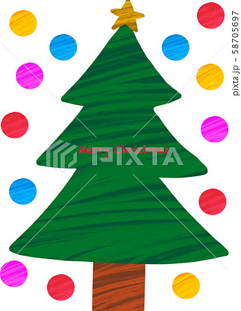 クリスマスツリーフレーム 丸ガーランド付きのイラスト素材