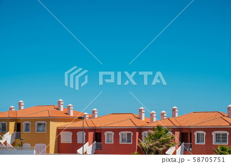 colorful apartment houses with blue sky copy space colorful apartment houses with blue sky copy space 58705751
