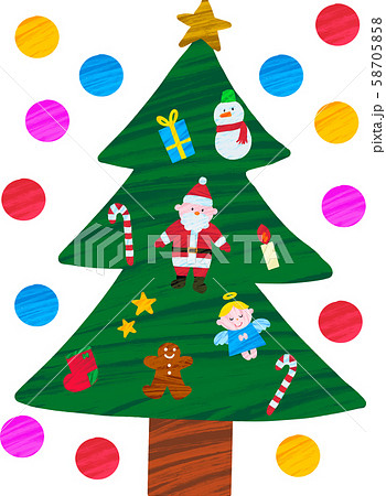 クリスマスツリー 飾り色々のイラスト素材 58705858 Pixta