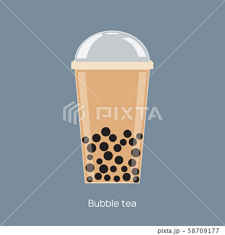 Milk bubble tea vector drink tapioca cup. Boba bubble tea pearl taiwan thai drink tapioca 58709177