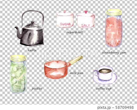 Watercolor kitchen supplies collection Watercolor kitchen supplies collection 58709498