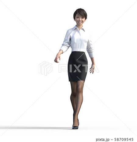 歩く女性後ろ姿 Perming3dcgイラスト素材のイラスト素材