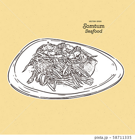 papaya salad or som-tum, with seafood. thai food. papaya salad or som-tum, with seafood. thai food. 58711335