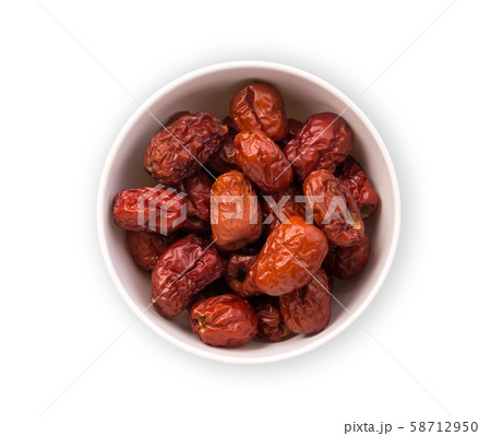 dried chinese red jujube in the white bowl dried chinese red jujube in the white bowl 58712950