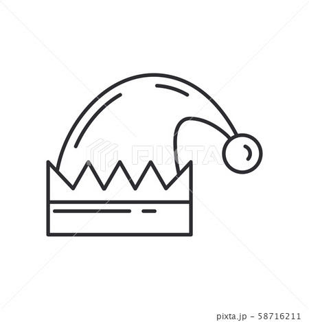 Christmas traditional santas fur cap line icon. Holiday Xmas winter trendy decoration background 58716211