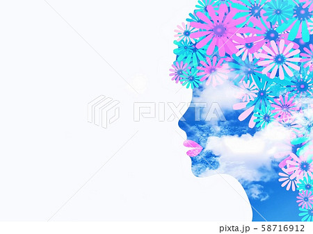 抽象的な女性の横顔のシルエットのイラスト素材