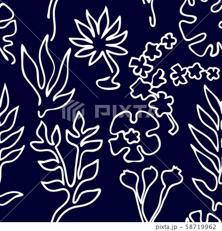 Seamless vector pattern with tropical motifs.  58719962