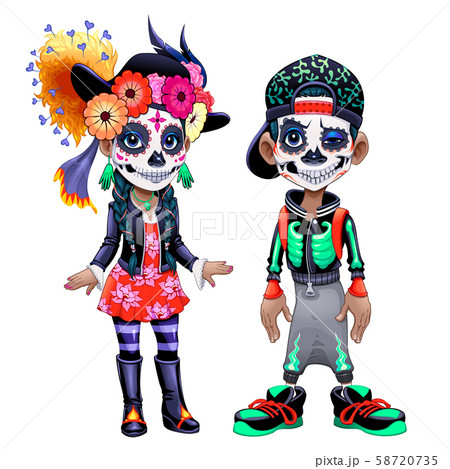 Characters celebrating the Mexican Halloween 58720735