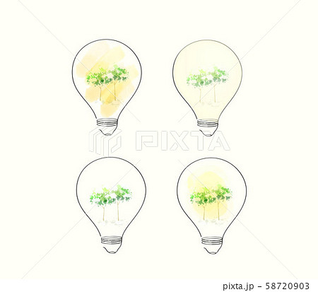 Light bulbs, winter tree with snow in lamp, architecture and landscape Idea and Concept, sign symbol in watercolor style, Vector illustration. Light bulbs, winter tree with snow in lamp, architecture and landscape Idea and Concept, sign symbol in watercolor style, Vector illustration. 58720903