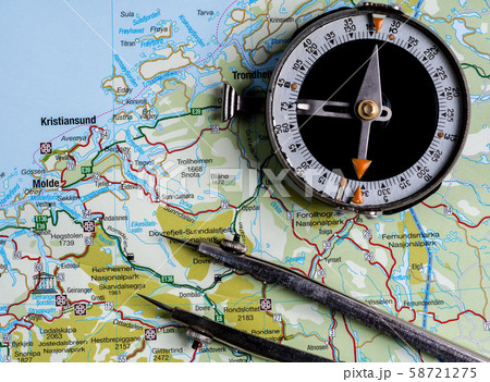 Tourist compass on a map of Norway 58721275